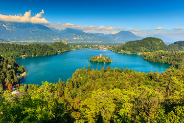 Naklejka na ściany i meble Stunning Bled Lake panorama,Slovenia,Europe