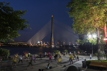 Bangkok Rama VIII bridge at twilight time, Thailand - obrazy, fototapety, plakaty