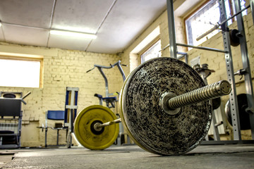 interior of an old gym for bodybuilding