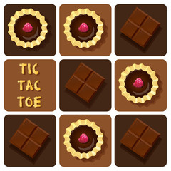 Illustration of  of chocolate bar and mini chocolate tart