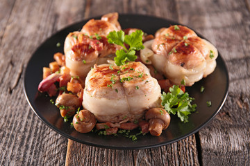 baked meat and mushroom