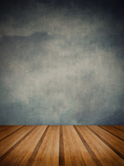 Retro grunge texture background with wooden floor platform foreg