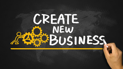 create new business handwritten on blackboard