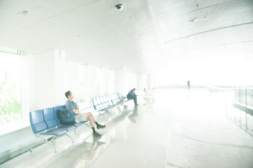 Fototapeta premium Blurred photo of an airport terminal.