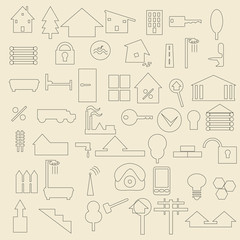 Real estate items line icon set.