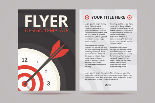 Flyer design template with time management illustration on the c