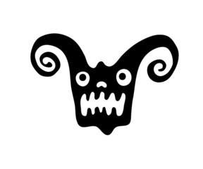 monster head in native style, vector illustration