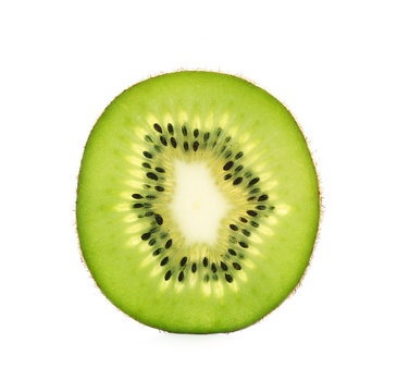 Slice of fresh kiwi fruit isolated on white