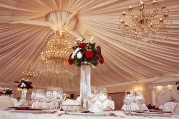 Beautifully decorated wedding table