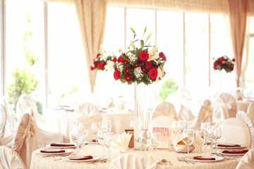 Beautifully decorated wedding table