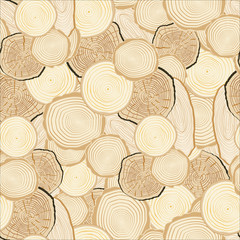 Fototapeta premium Tree rings saw cut tree trunk background. Seamless wallpaper