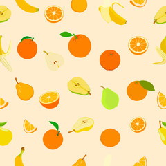 Seamless pattern with colored fruits. Vector illustration.
