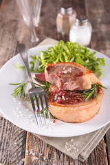 grilled meat and salad