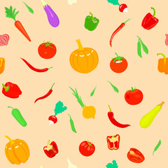 Seamless pattern with vegetables.
