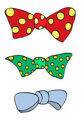 Set of colorful bow tie in different colors