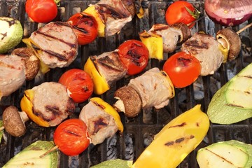 Delicious  Kebabs BBQ On Grill