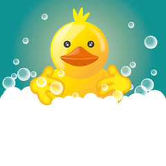 Funny squeaky duck rubber duck cartoon illustration