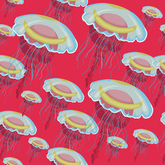 seamless pattern.jellyfish.medusa.