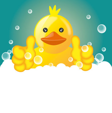 Funny Squeaky Duck Rubber Duck Cartoon Illustration