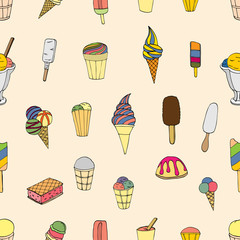 Seamless pattern with ice cream