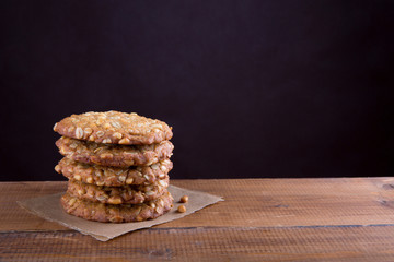 Homemade oatmeal cookies with pine nuts