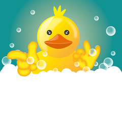 Funny squeaky duck rubber duck cartoon illustration