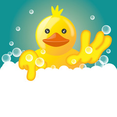 Funny squeaky duck rubber duck cartoon illustration