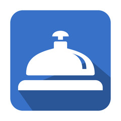 Icono cuadrado azul timbre de hotel con sombra