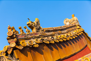 Fototapeta na wymiar The roof statue in forbidden city