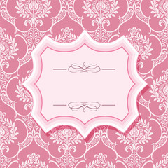 Frame on patterns in pastel pink.