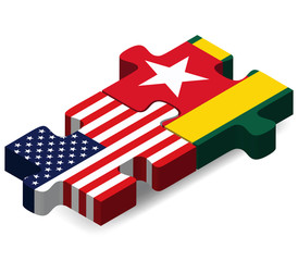 USA and Togo Flags in puzzle