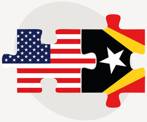 USA and Timor-Leste Flags in puzzle