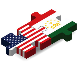 USA and Tajikistan Flags in puzzle