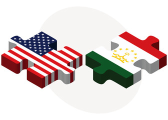 USA and Tajikistan Flags in puzzle
