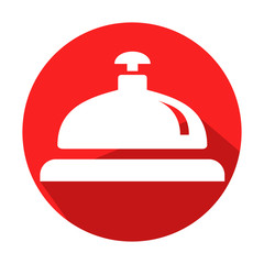 Icono redondo rojo timbre de hotel con sombra