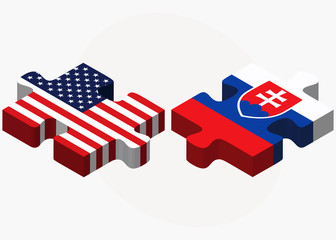 USA and Slovakia Flags in puzzle