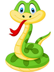Fototapeta premium Cute Green Snake Cartoon