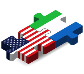 USA and Sierra Leone Flags in puzzle