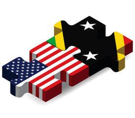 USA and Saint Kitts and Nevis Flags in puzzle