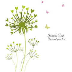 Spring butterfly floral dandelions greeting card