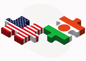 USA and Niger Flags in puzzle