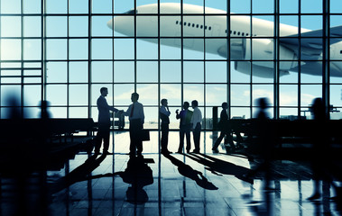 Business Travel Handshake Commuter Terminal Airport Concept