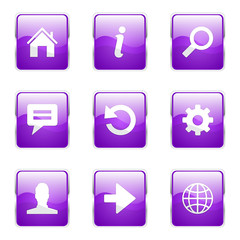 Web Internet Square Vector Violet Icon Design Set