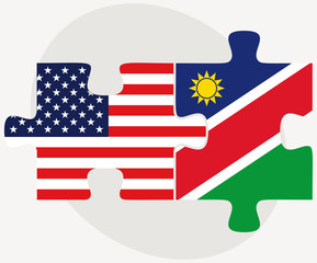 USA and Namibia Flags in puzzle