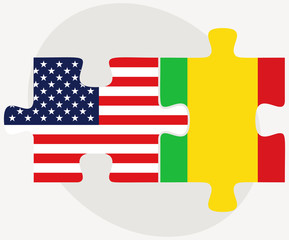USA and Mali Flags in puzzle