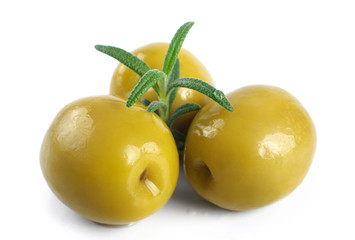 Green marinated olives