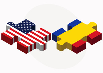 USA and Moldova Flags in puzzle