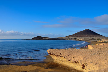 Fototapeta na wymiar View of mount Punta Roja in El Medano, Tenerife