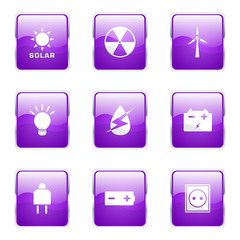 Energy Sign And Symbol Square Vector Violet Icon