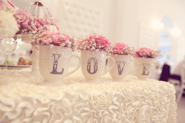 Beautifully decorated wedding table